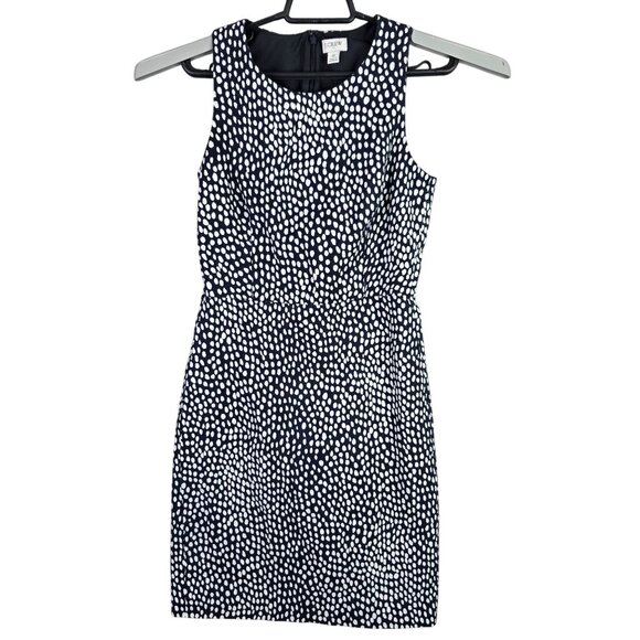 Womens J. Crew Navy & White Polka Dot Sleeveless Dress 100% Cotton Back Zip 0 - Picture 1 of 7